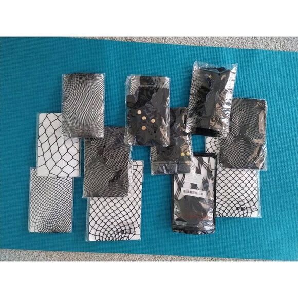 Fishnet Hose Black OS Garter Thigh High & Pantyhose Group of 11 PCs Gorp NWT‎ - Picture 1 of 5